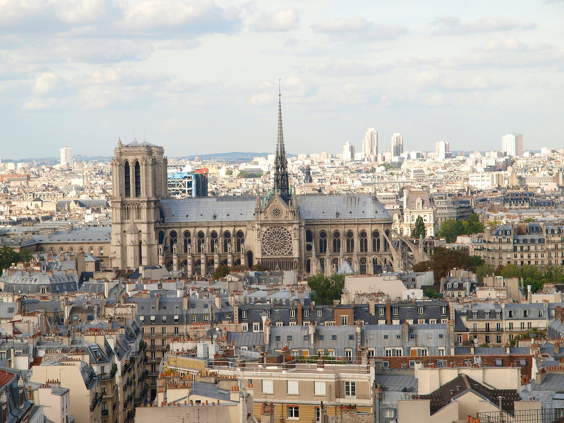 View of Notre Dame Cathedral in Paris, France