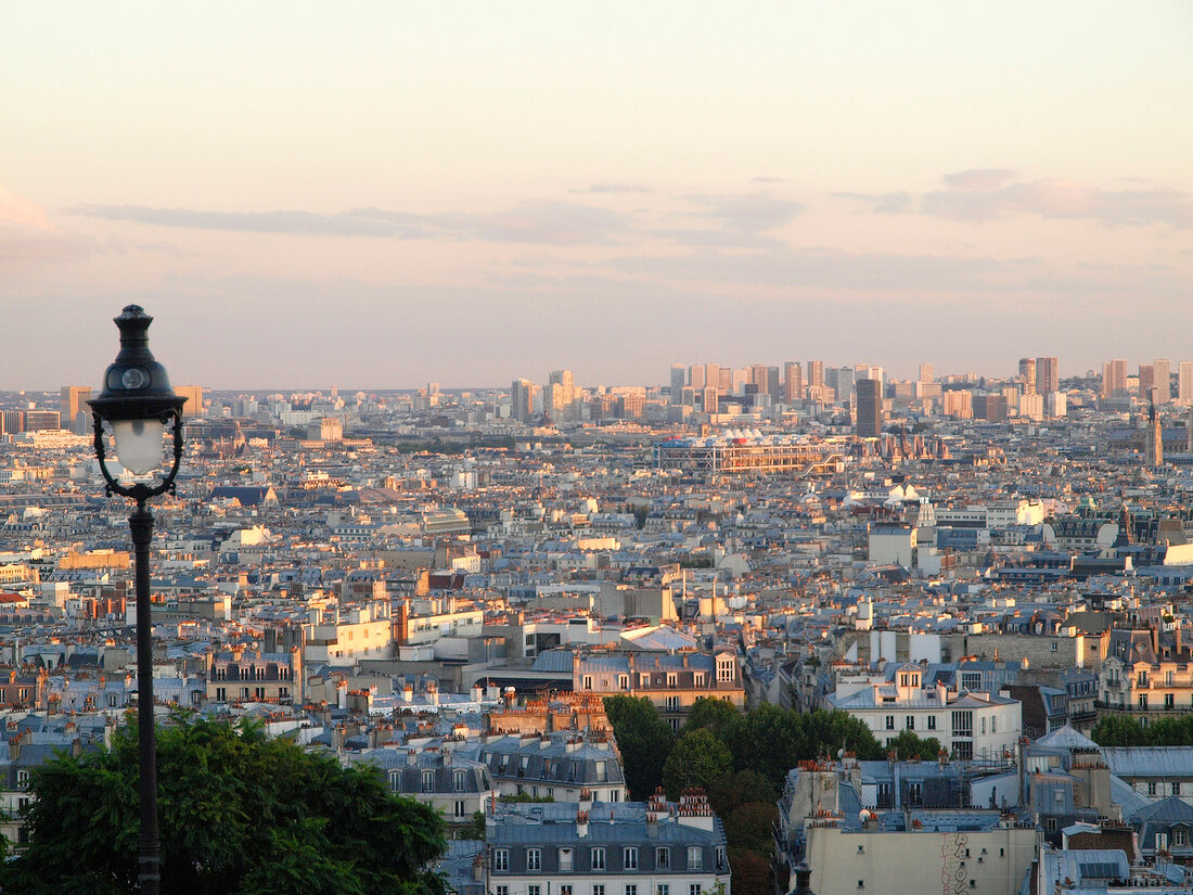 Paris: Blick über Paris, Aussicht, Ferne, Dächer, Laterne.