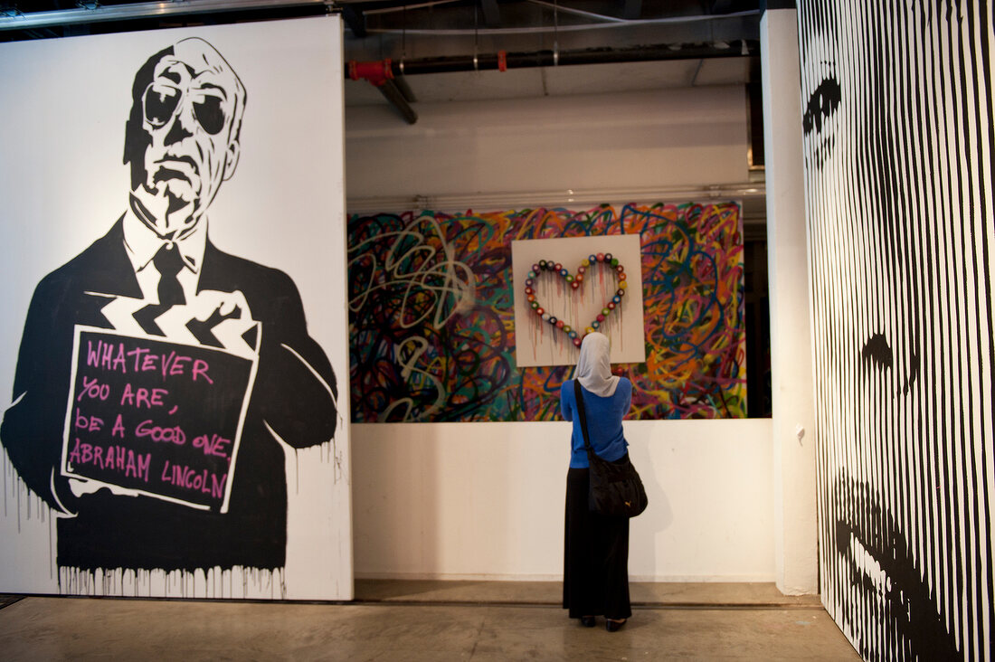 Imitation of painting tools at Mr Brainwash Exhibition in New York, USA