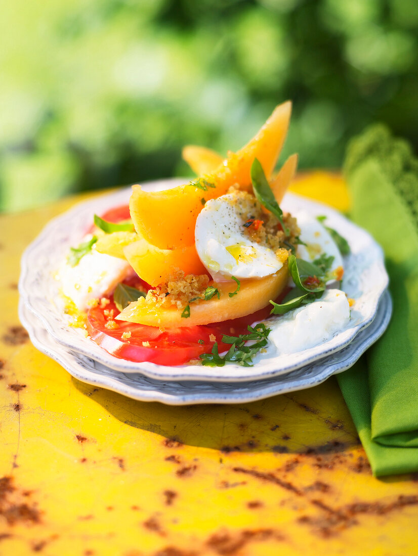 Sommerküche, Melonensalat mit Büffelmozzarella