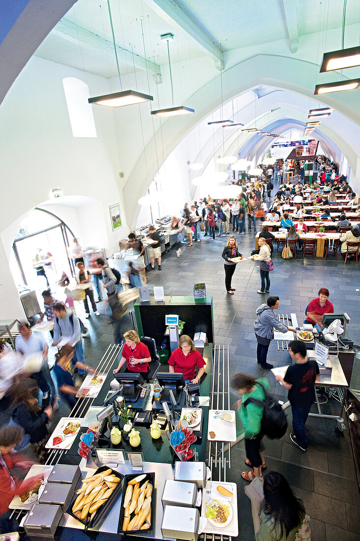 Students at canteen of Ruprecht-Karls-University in Heidelberg, Germany