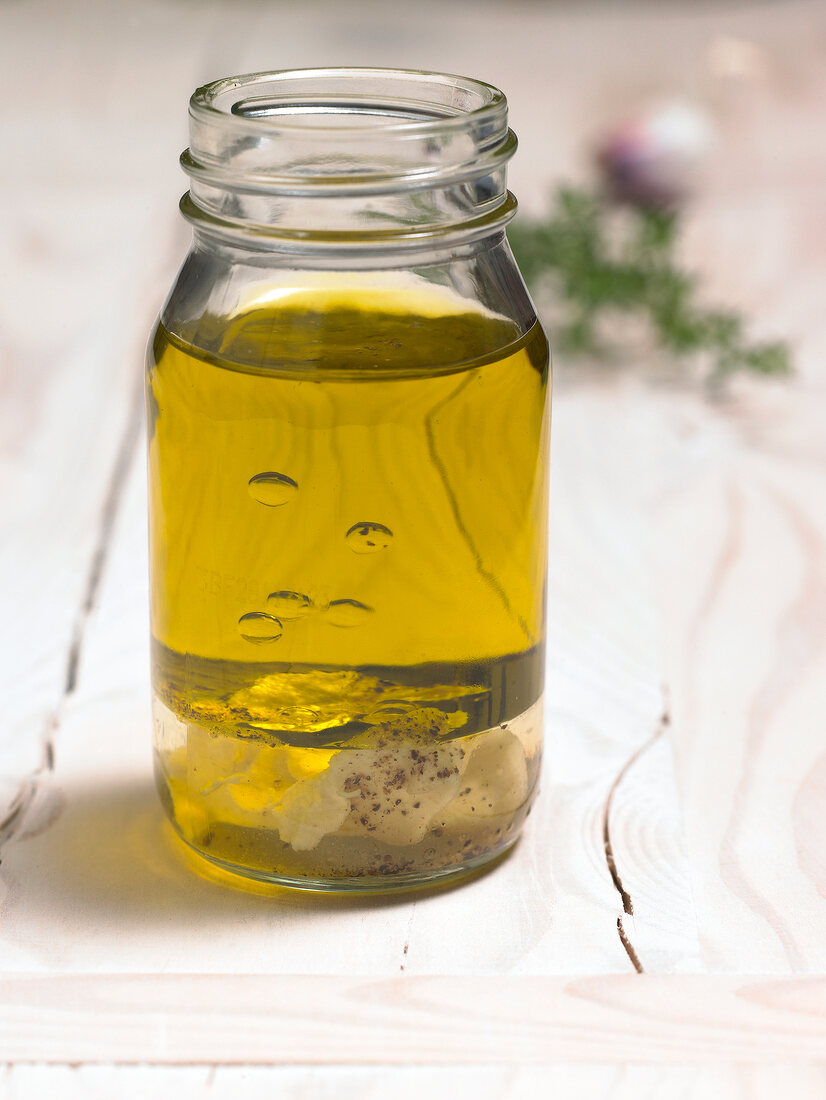 Close-up of vinaigrette in glass