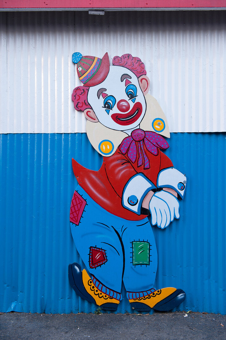 New York: Coney Island, luna park Clown auf Wand, x