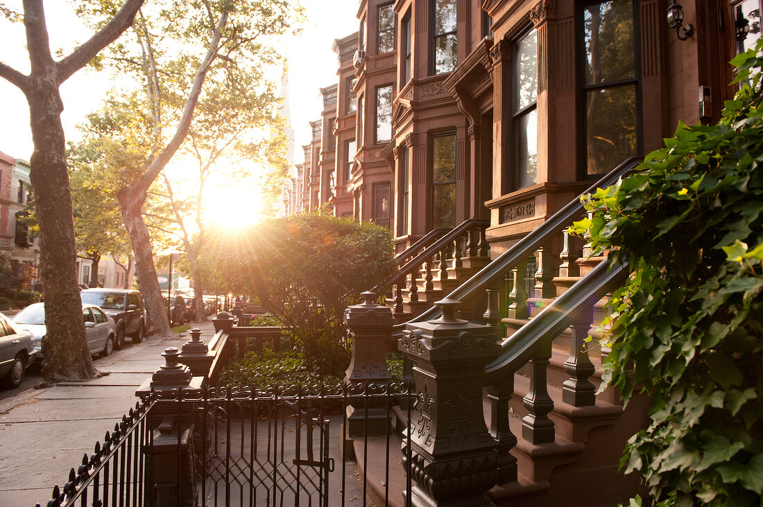 People at Brooklyn Park Slope Street, New York, USA