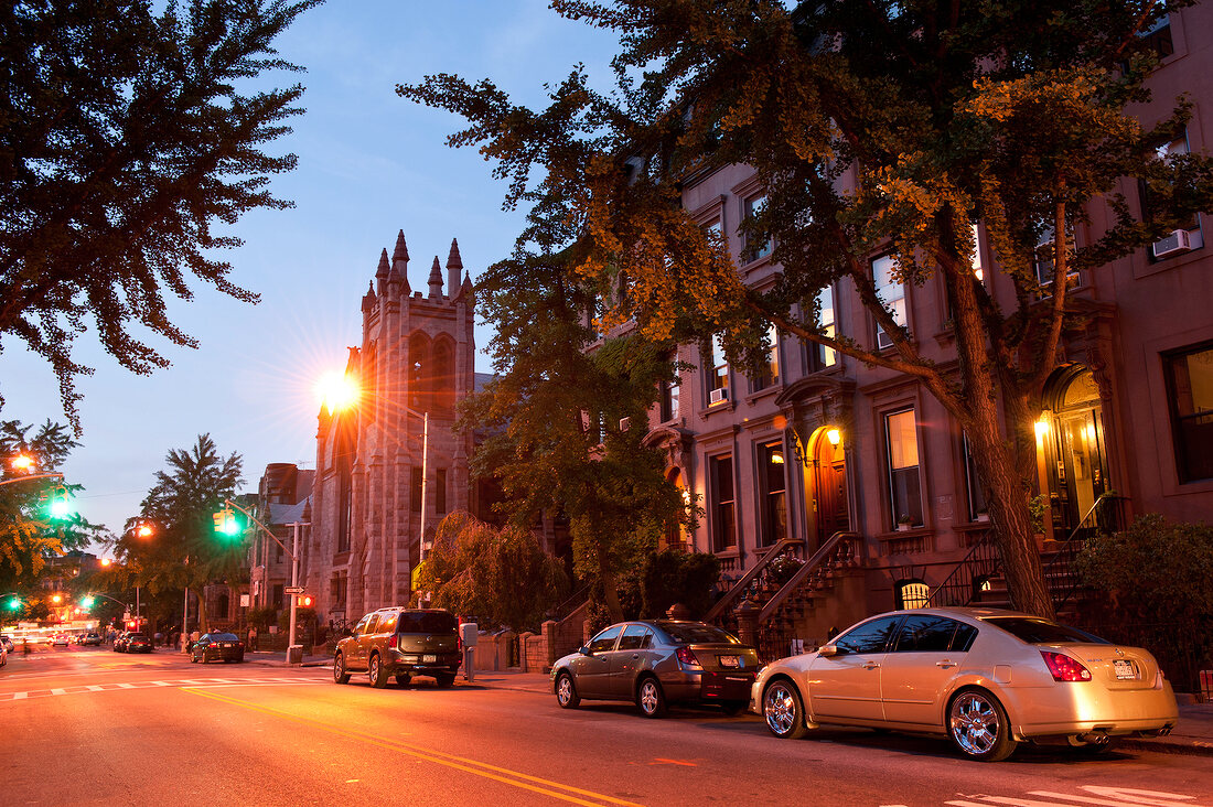 View of Church in Park Slope, Brooklyn, New York, USA