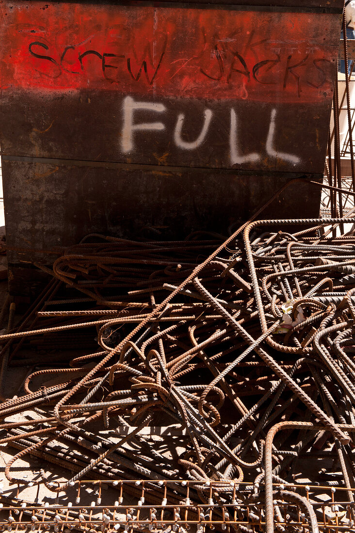 Steel rods at construction site of Ground Zero, New York, USA