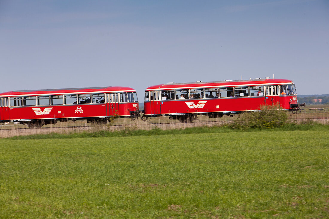 People travelling in Moor Express, Worpswede, Lower Saxony, Germany
