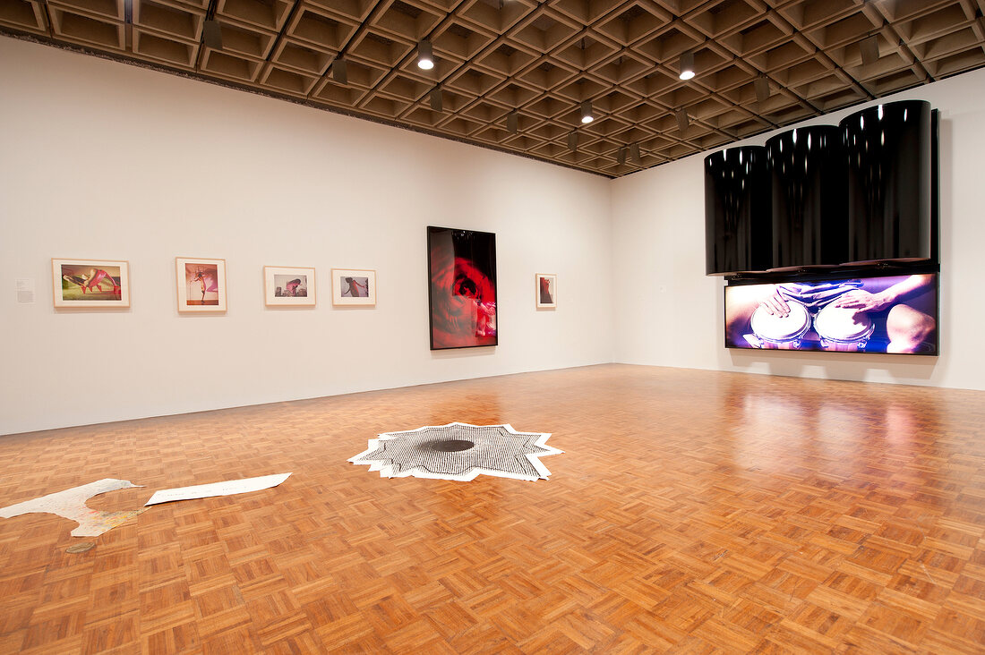 People at exhibition at the Whitney Museum in New York, USA