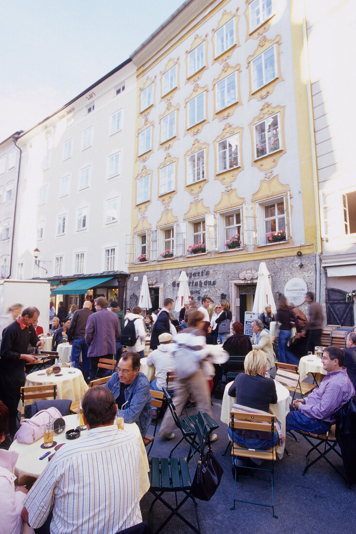 People eating at restaurant at Salzburg, Austria