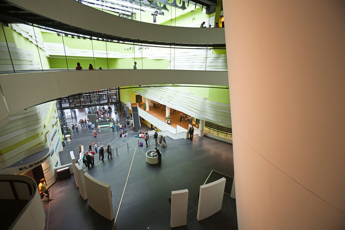 Elevated view of people in a building,  Bremerhaven, Bremen, Germany