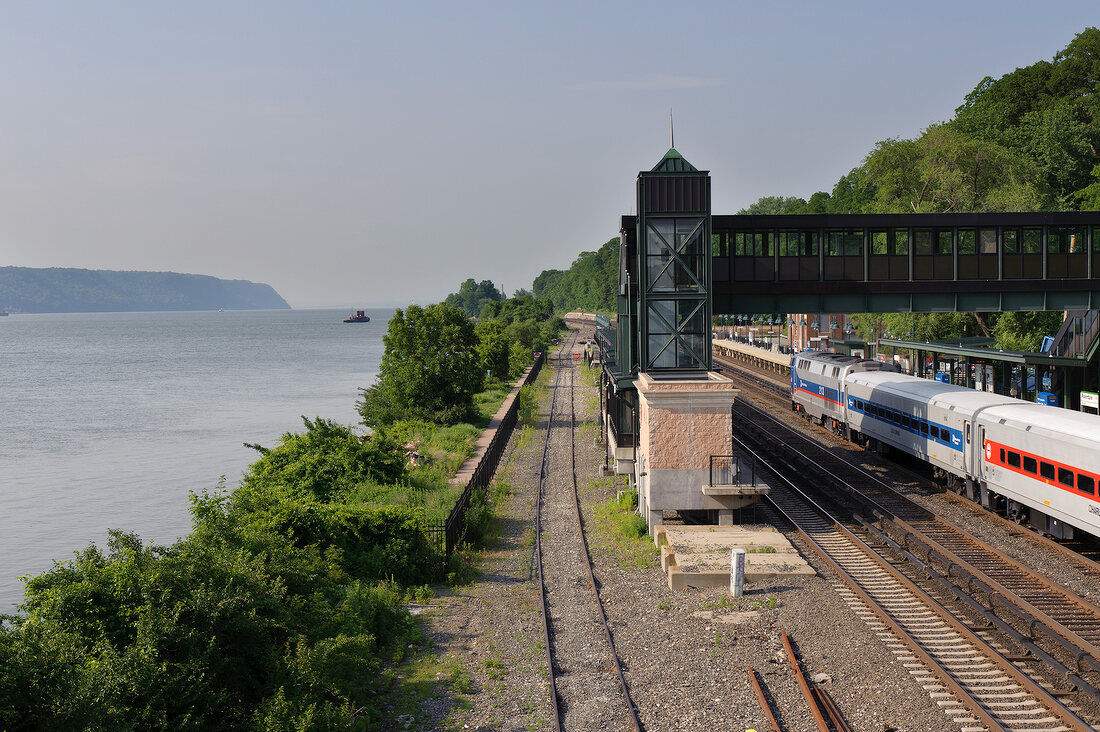 View of railway track in Riverdale Bronx, New York, USA