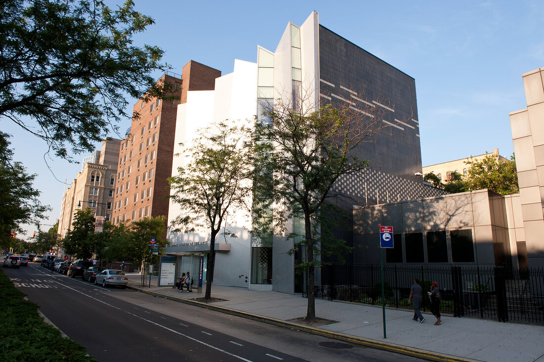 View of Bronx Museum and street, New York, USA