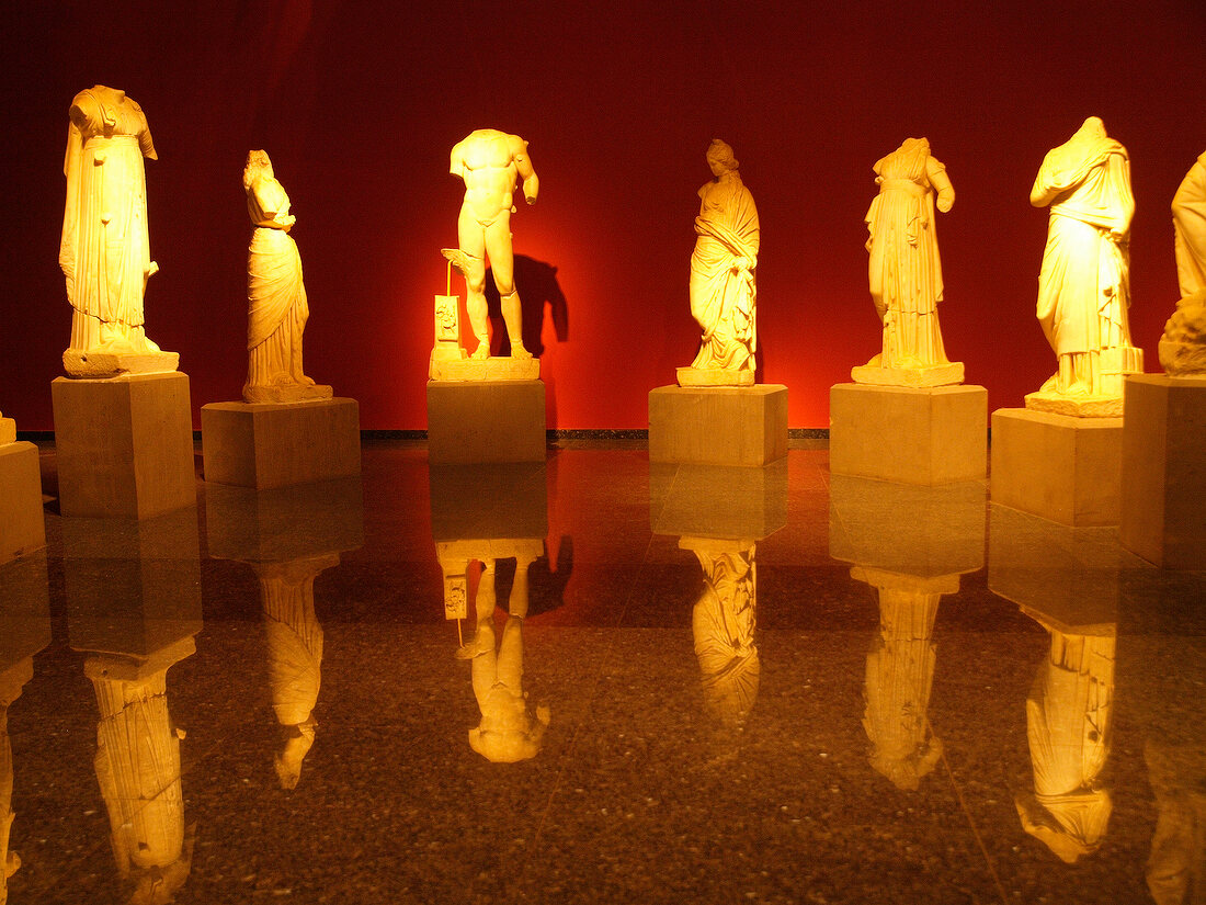Ancient statues in Antalya Archaeological Museum, Antalya, Turkey