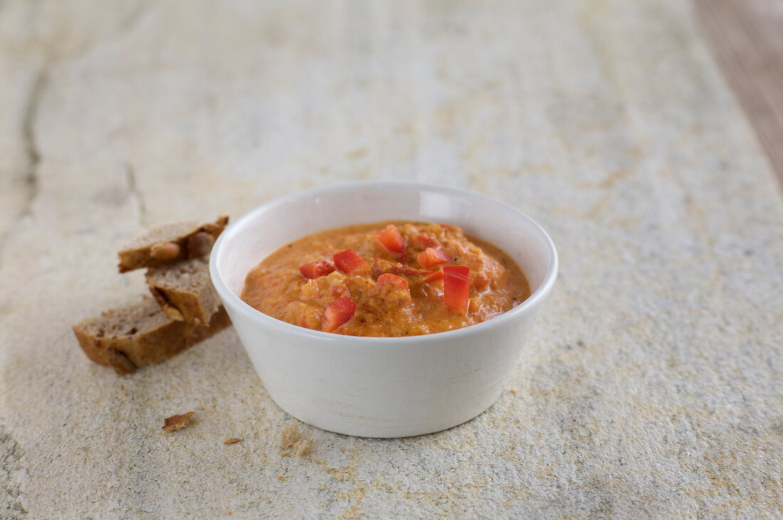 Paprika and almond cream in bowl