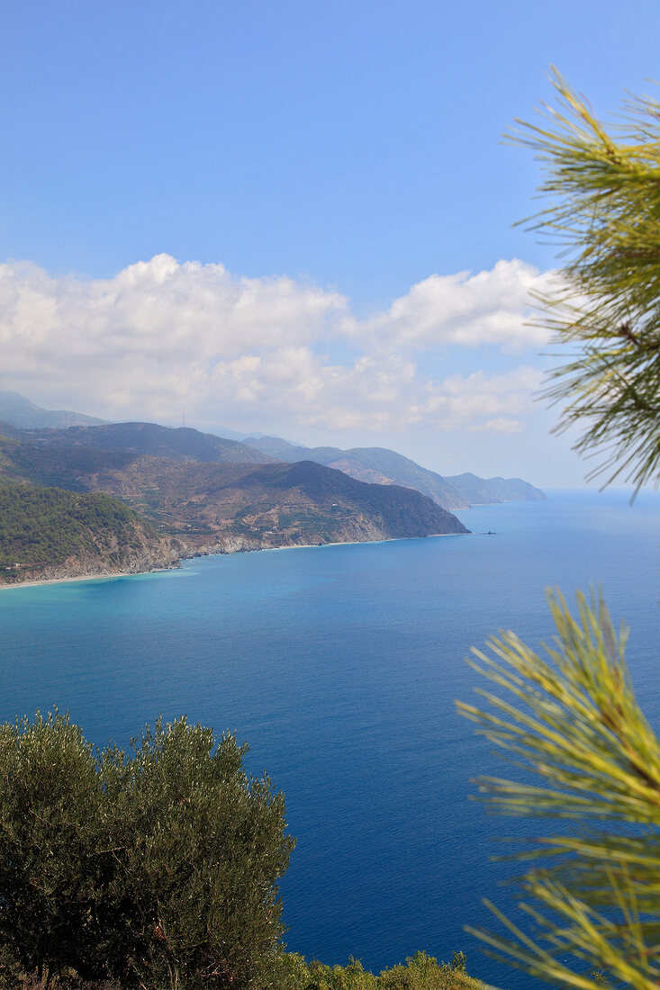 View of sea and Coastal mountains in Anamur, Mersin Province, Turkey