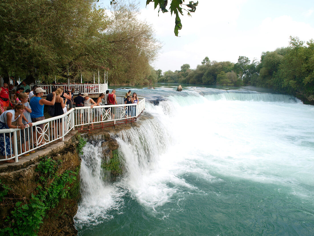 Tourists viewing waterfall at Manavgat, Turkey