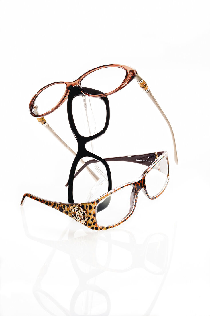 Noble, pure and wild eyeglass frames on white background