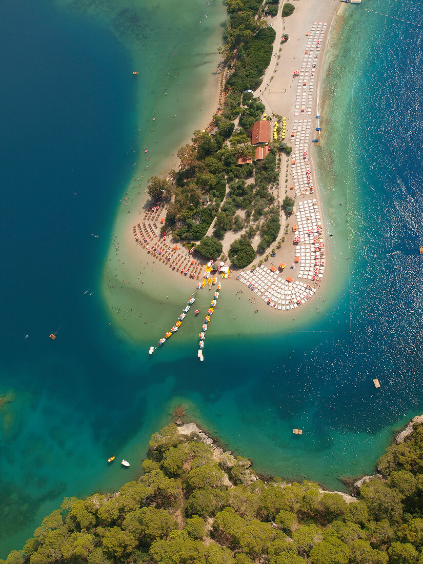 Aerial view of beach in Oludeniz, Aegean, Turkey