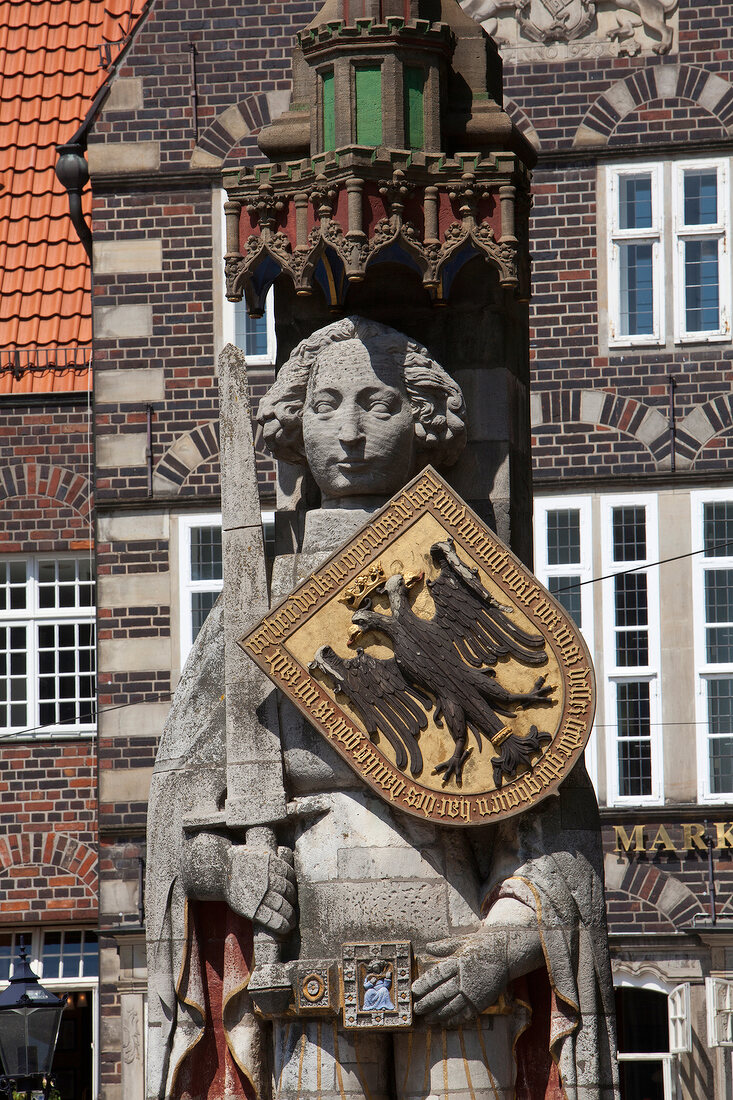 Bremen Roland statue at market square in Bremen, Germany