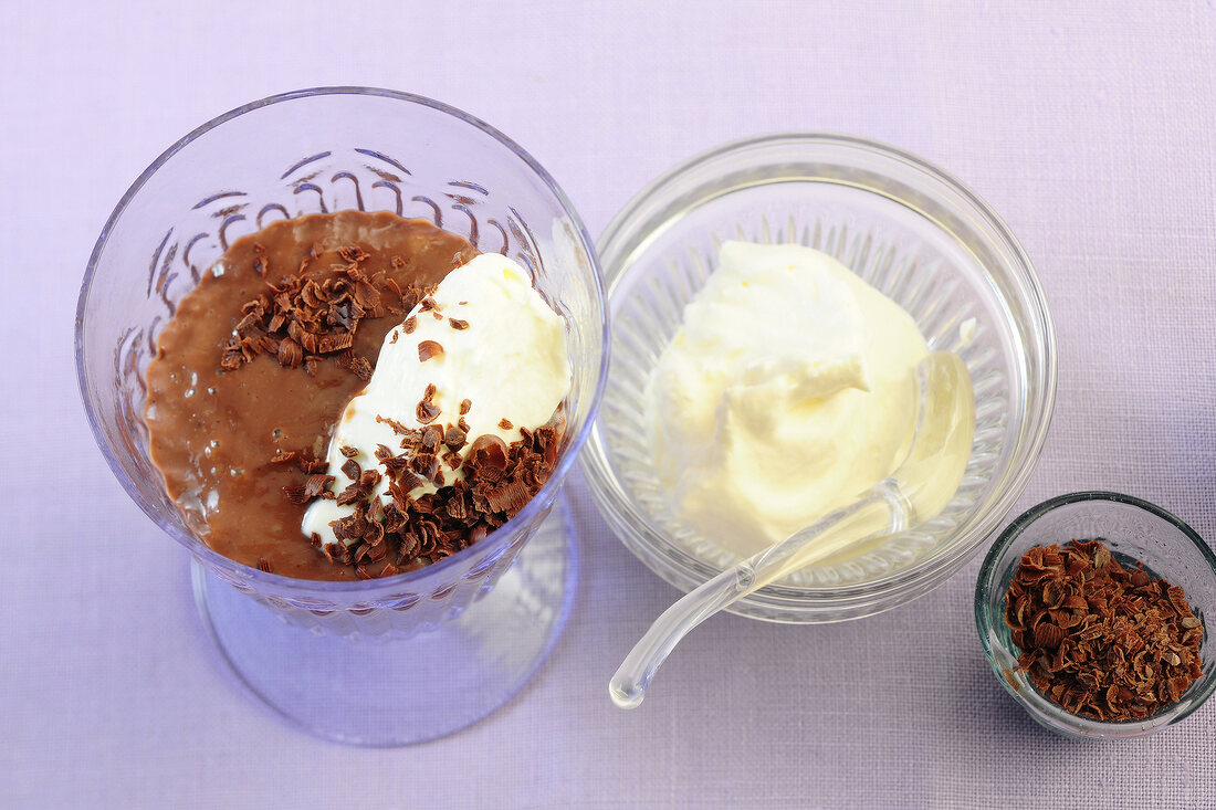 Chocolate Pudding in glass bowl