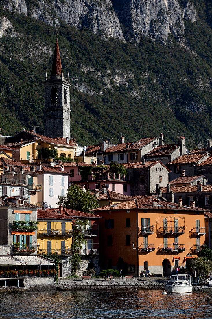 View of former fishing village of Varenna, Lake Como, Italy