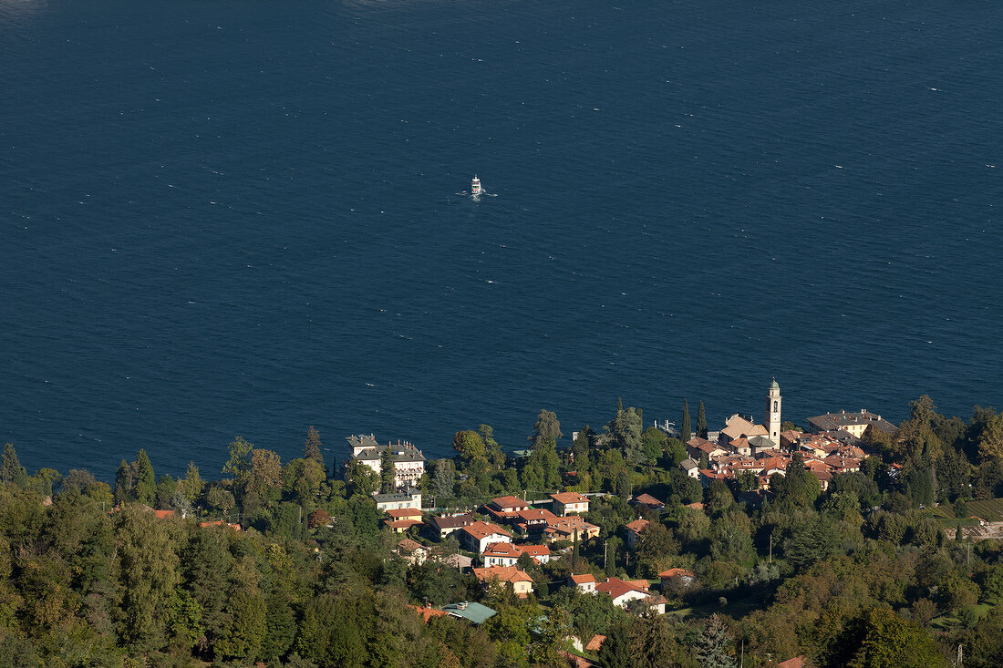 Aerial view of San Giovanni Rotondo city and Lake Como, Puglia, Italy