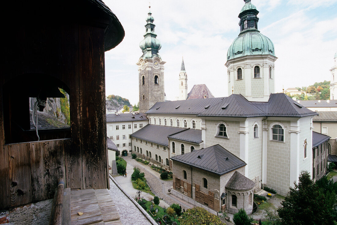 View of Bell Tower and St. Peter Church at Salzburg, Austria