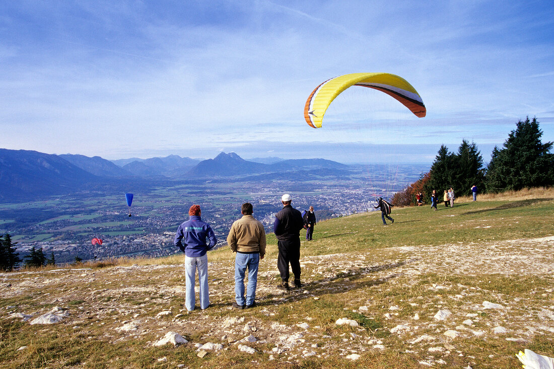 People paragliding on Gaisberg, Salzburg, Austria