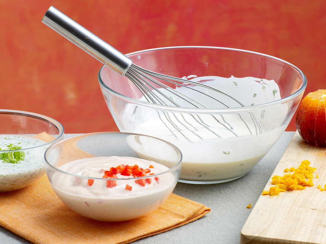 Various types of sauces in bowls