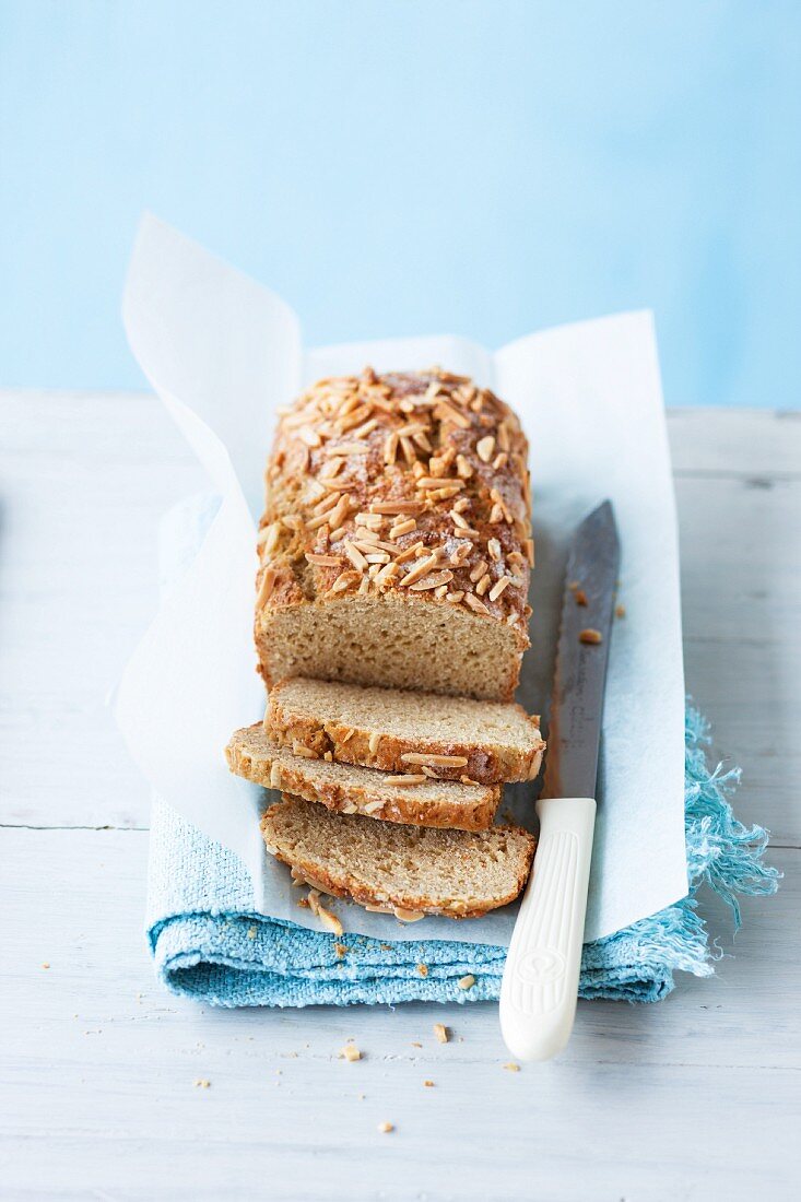 Homemade breakfast bread with almonds