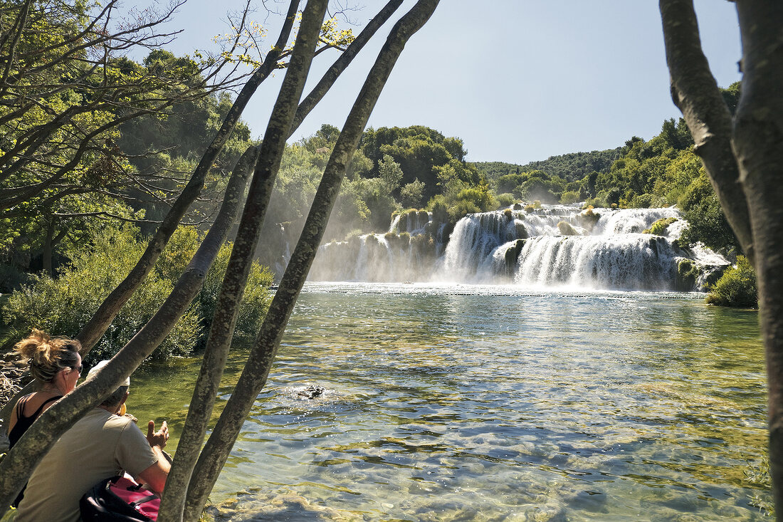 View of waterfall in krka National park in Dalmatia, Croatia