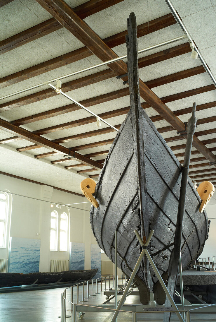 The Nydam oak boat at Gottorf Castle in Schleswig, Germany