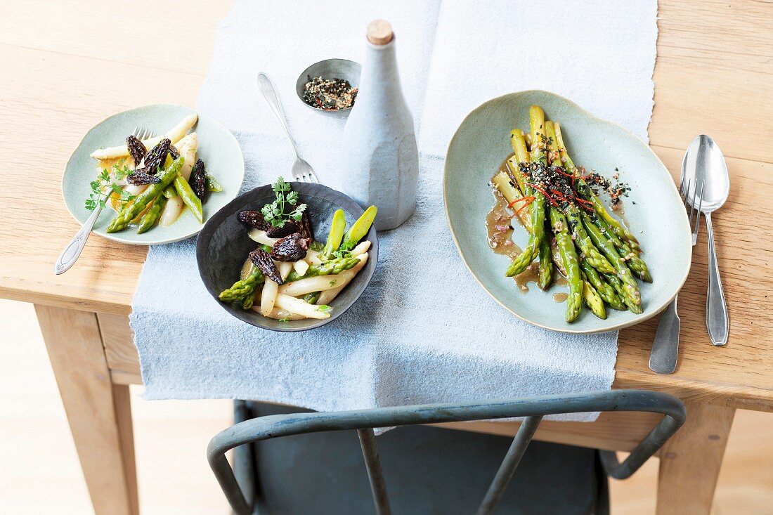 Two different asparagus salads