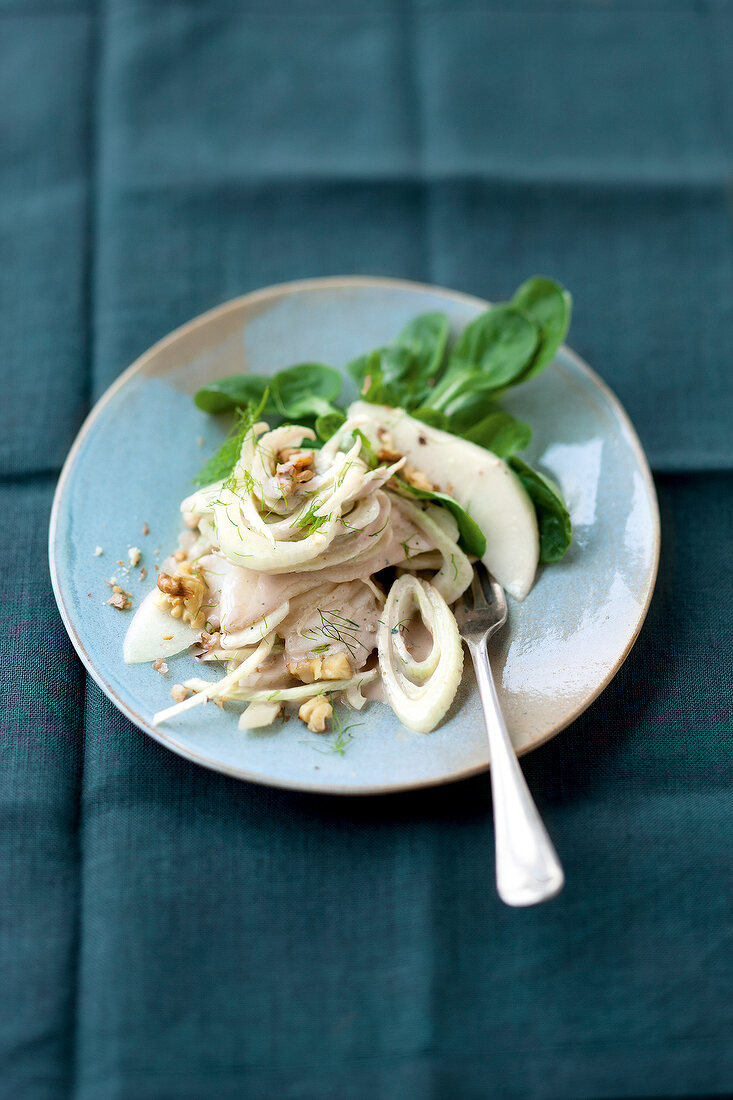 Vegetarisch, Fenchel Birnen Salat mit Ziegenfrischkäse-Dressing