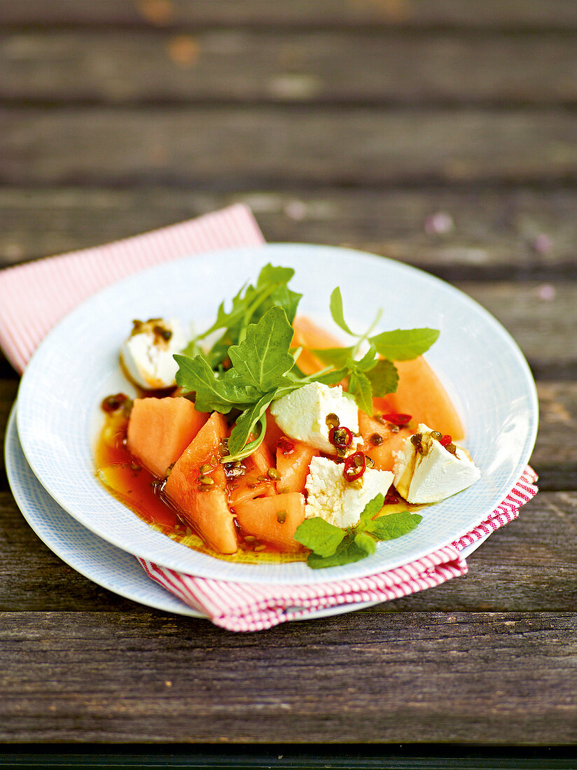 Gartenküche, Zigenfrischkäse mit Melone