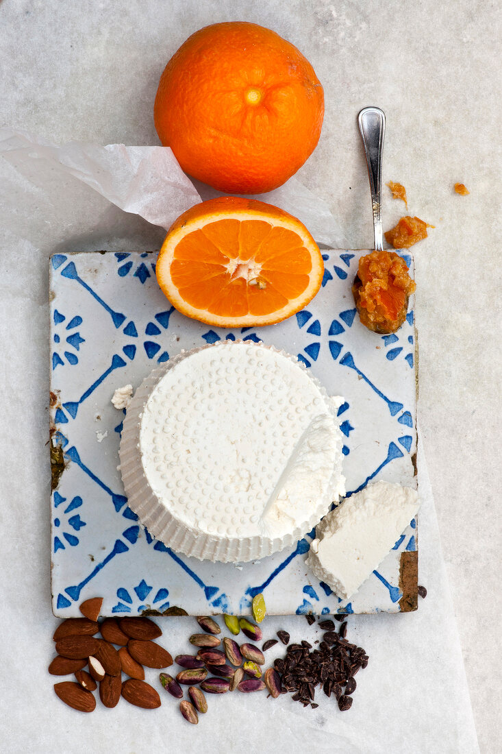 Dessert: Zutaten für Cannolo mit Ric Ricotta, Orangen