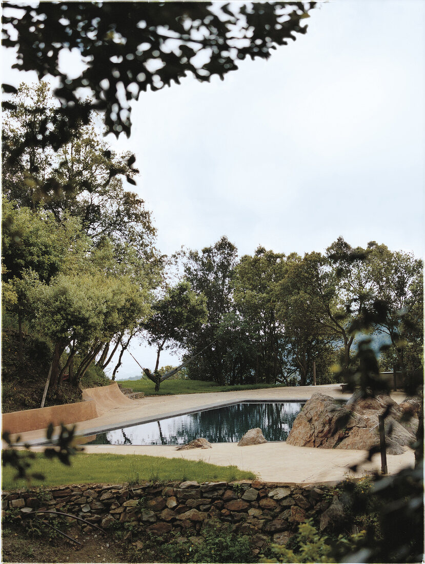 View of pool in garden