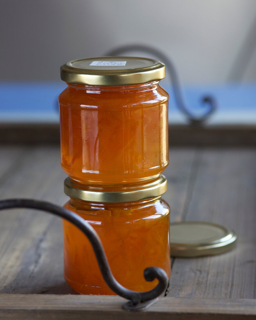 Bitter orange marmalade in jars