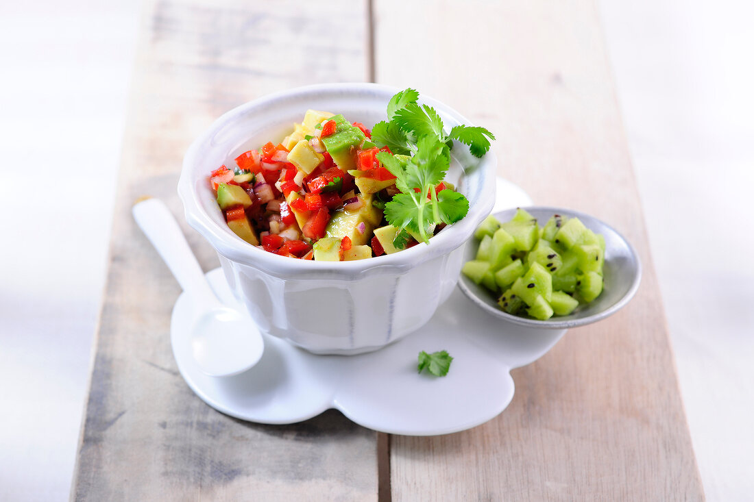 Spicy avocado salsa in bowl