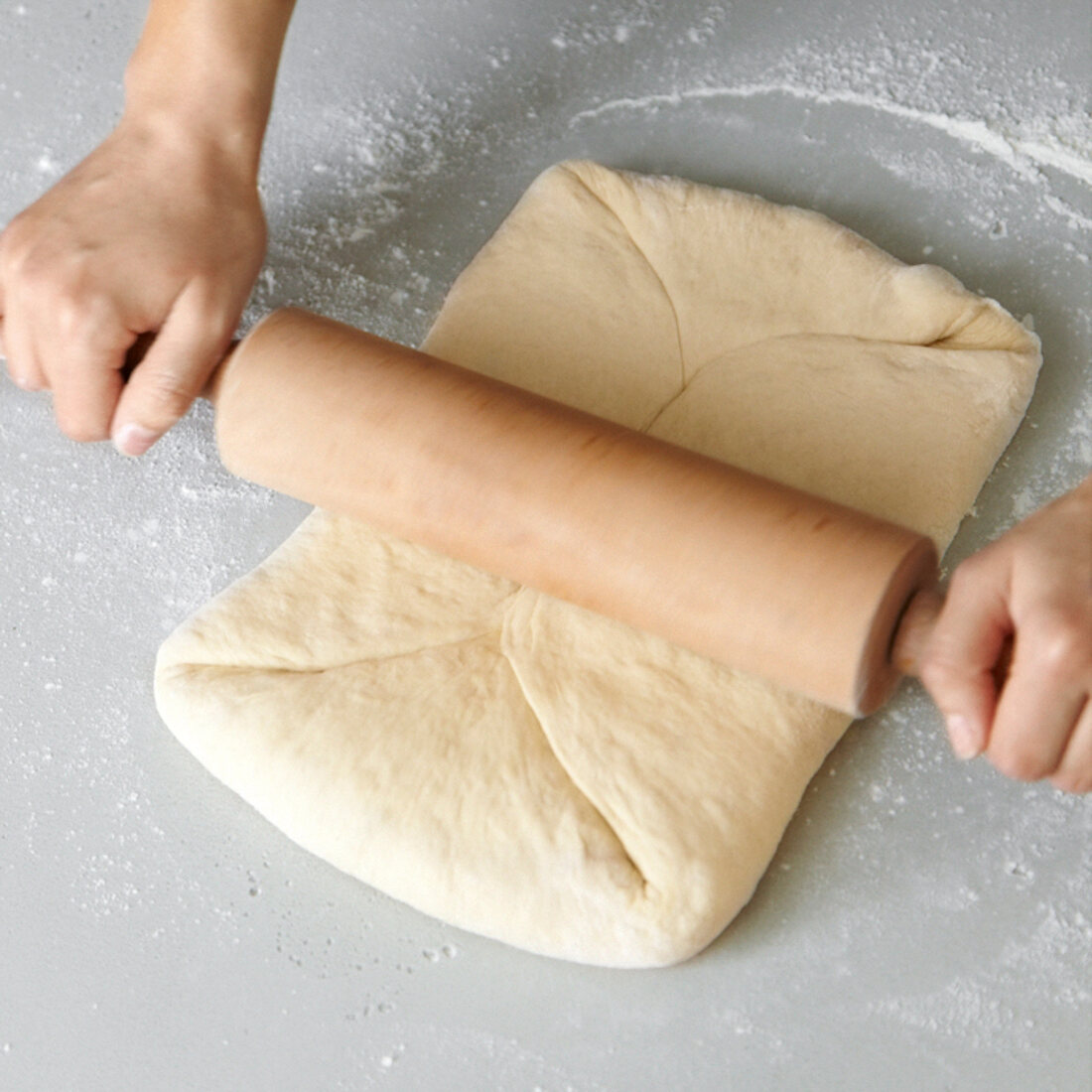 Brot, Teigpäckchen ausrollen, Step 3