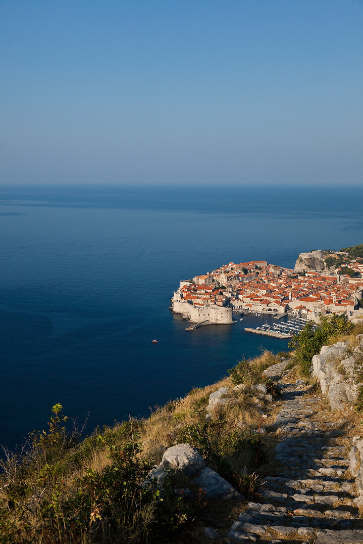 Cityscape of Dubrovnik in Dalmatia, Croatia, Aerial view