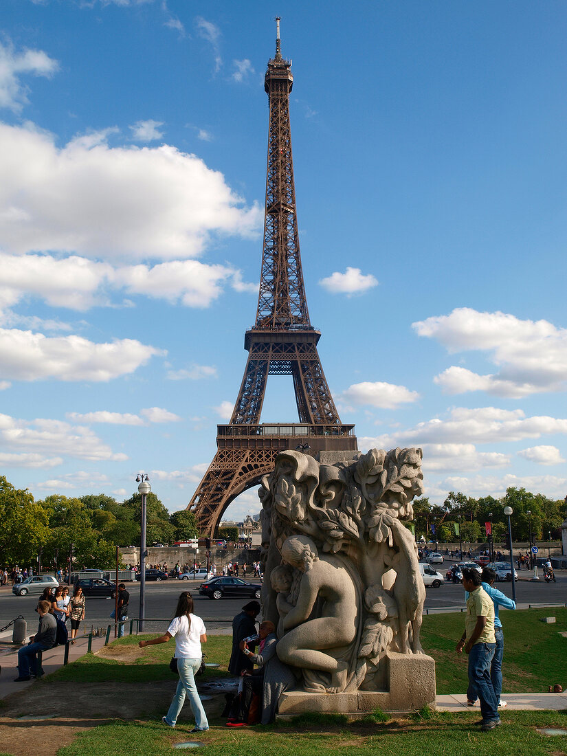 Monument in front of Eiffel Tower, Paris, France