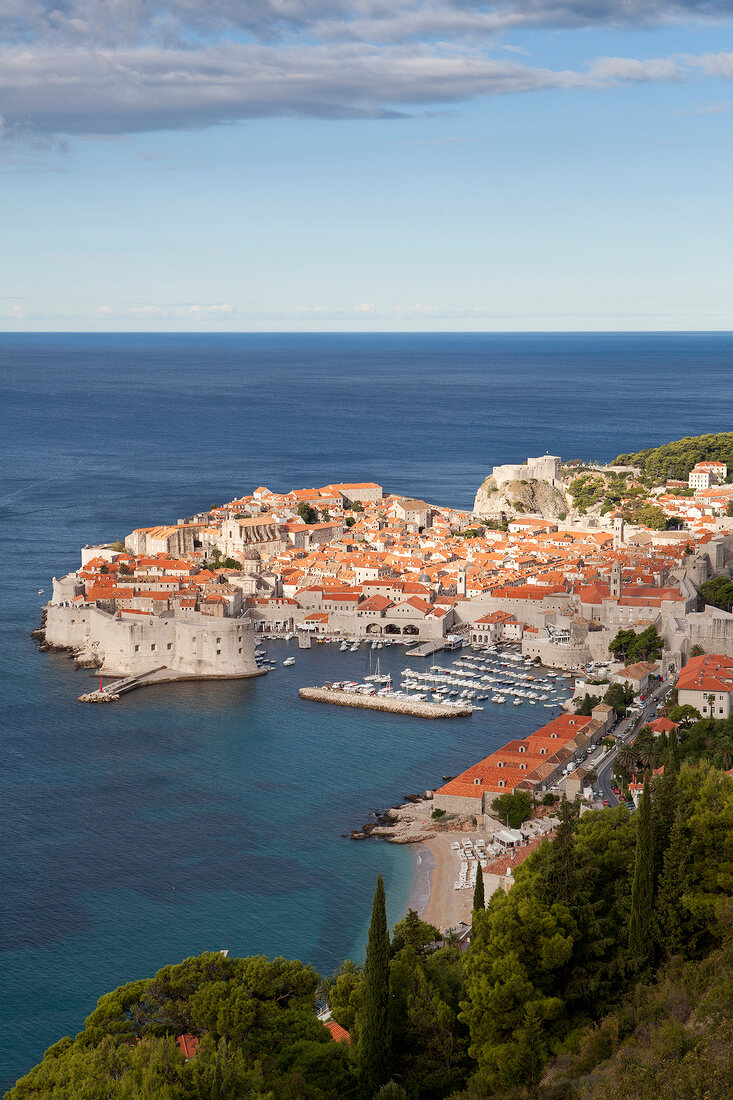 Kroatien: Blick auf Dubrovnik, Alt- stadt, Meer, Luftaufnahme