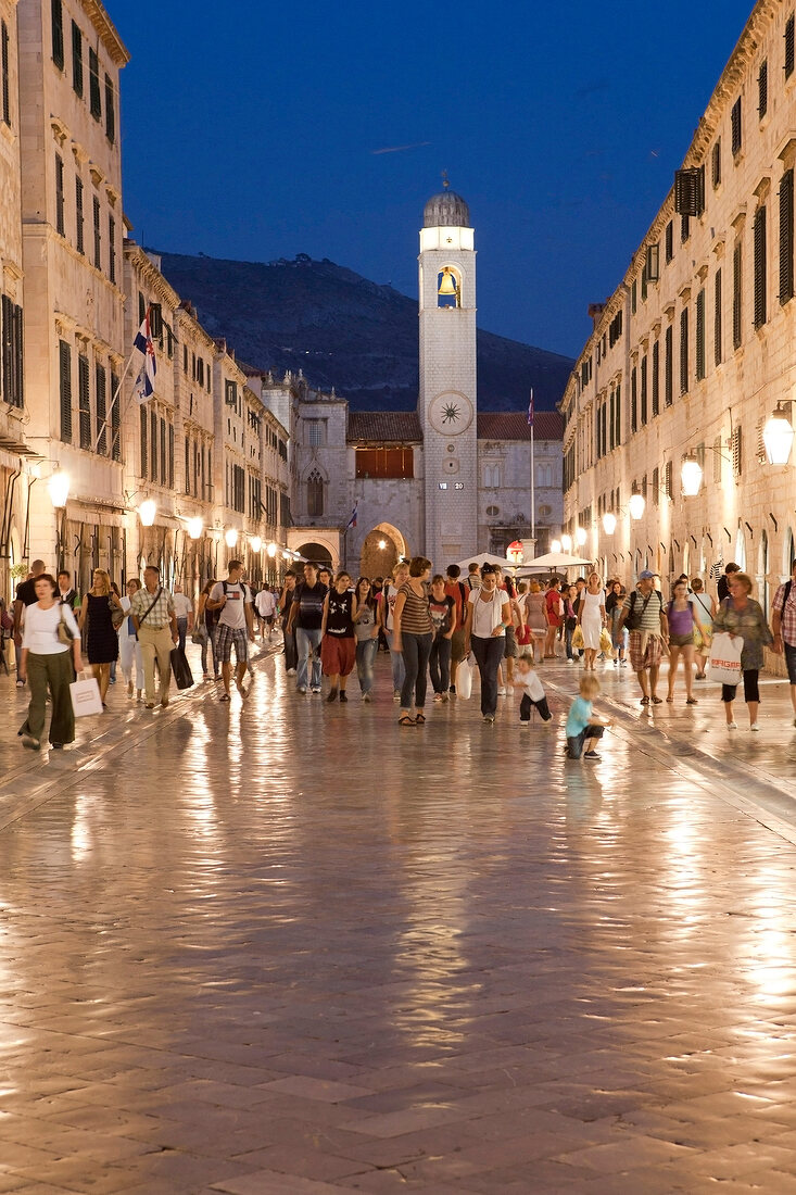 People walking on stradun at Old Town, Dubrovnik, Croatia