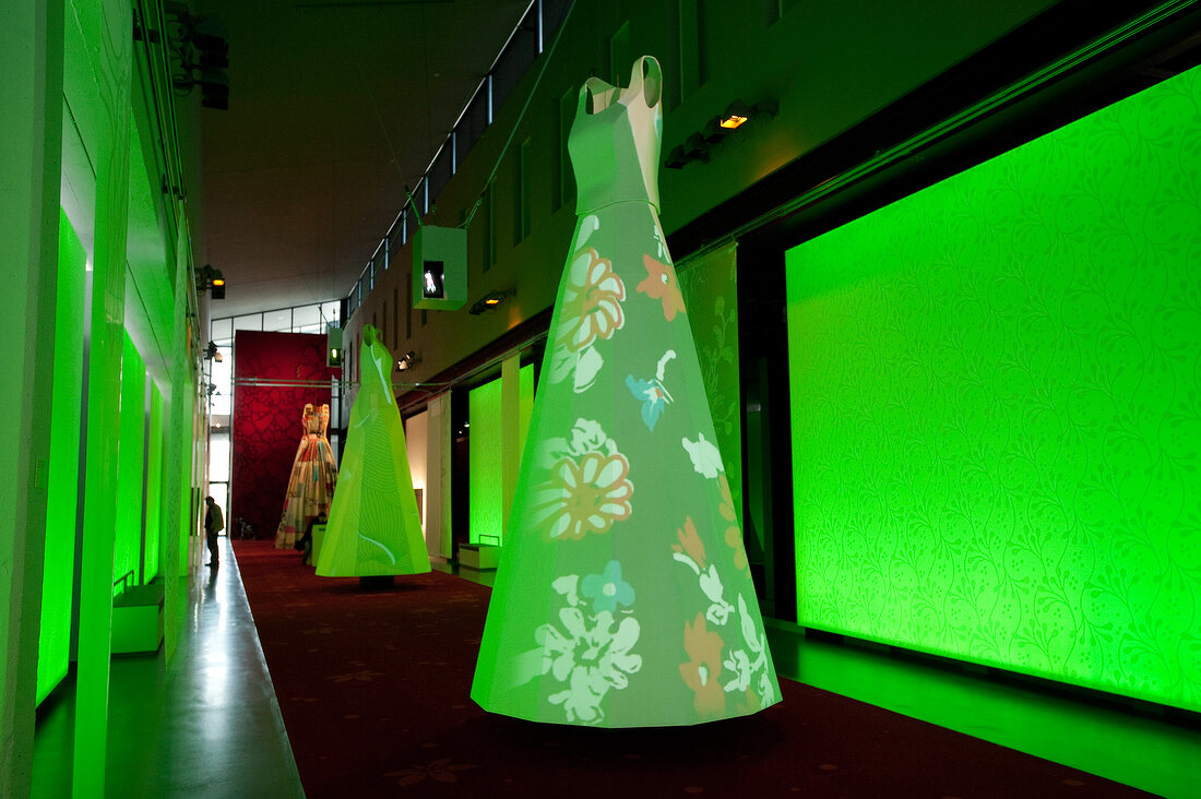 Green light in textile and industry museum at Augsburg, Bavaria, Germany