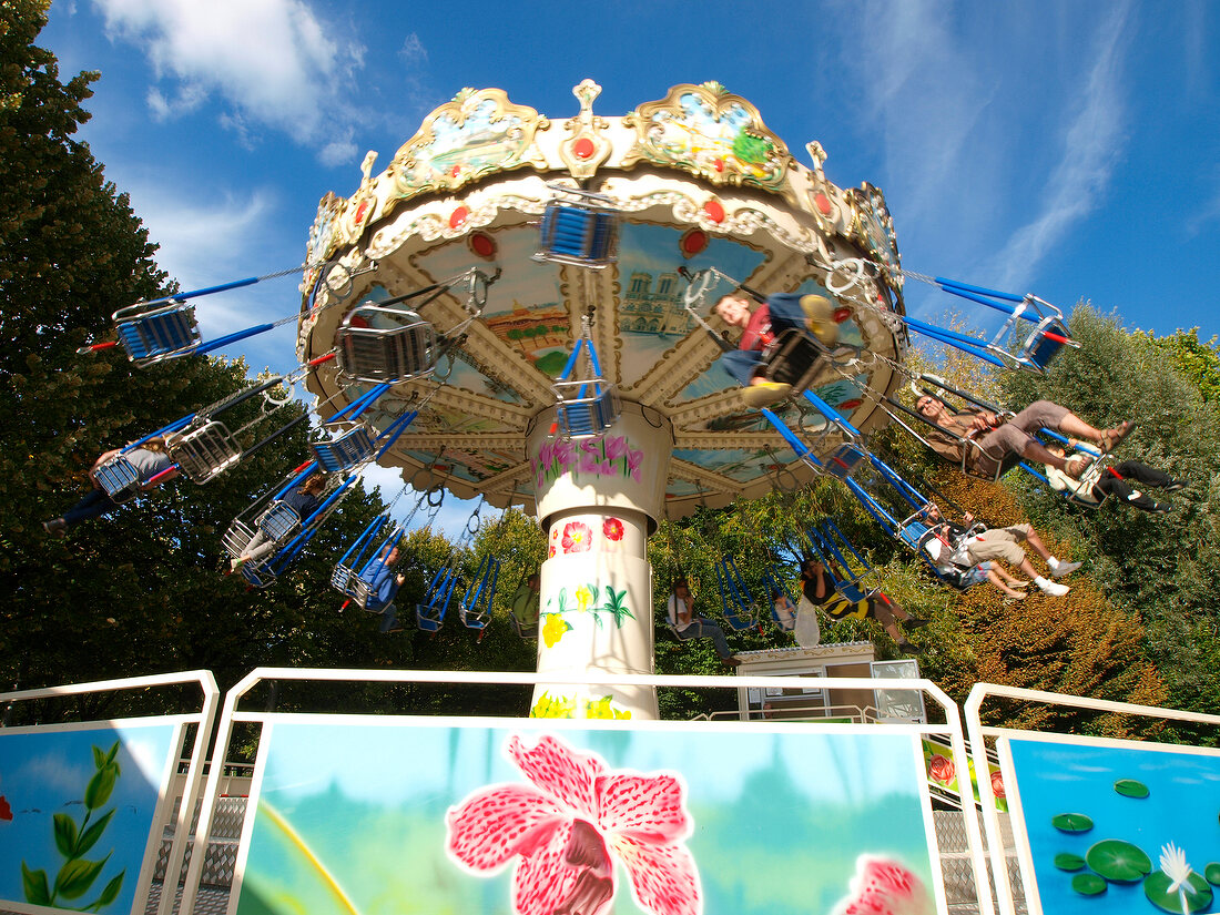 Spinning carousel in Parc de la Villette in Paris, France