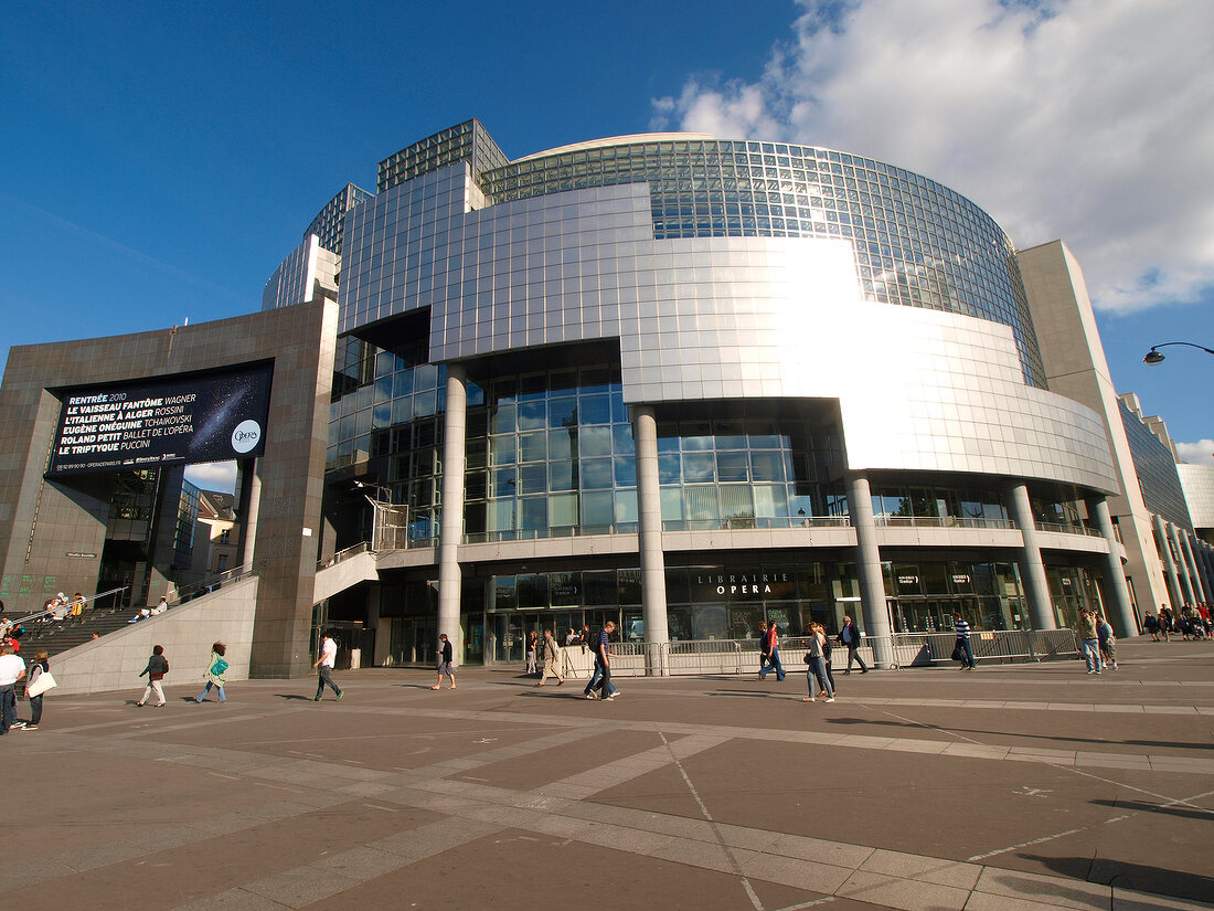 Facade of Opera Bastille in Paris, France