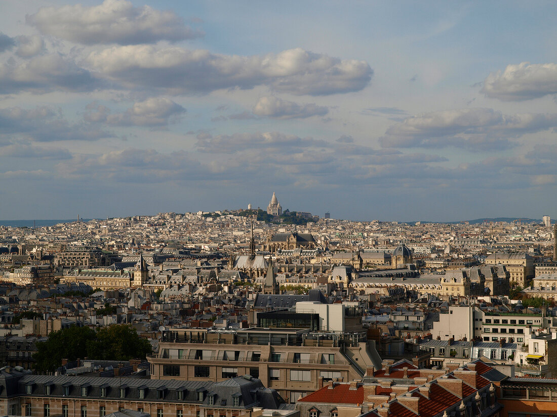 View of cityscape from the Pantheon dome in Paris, France