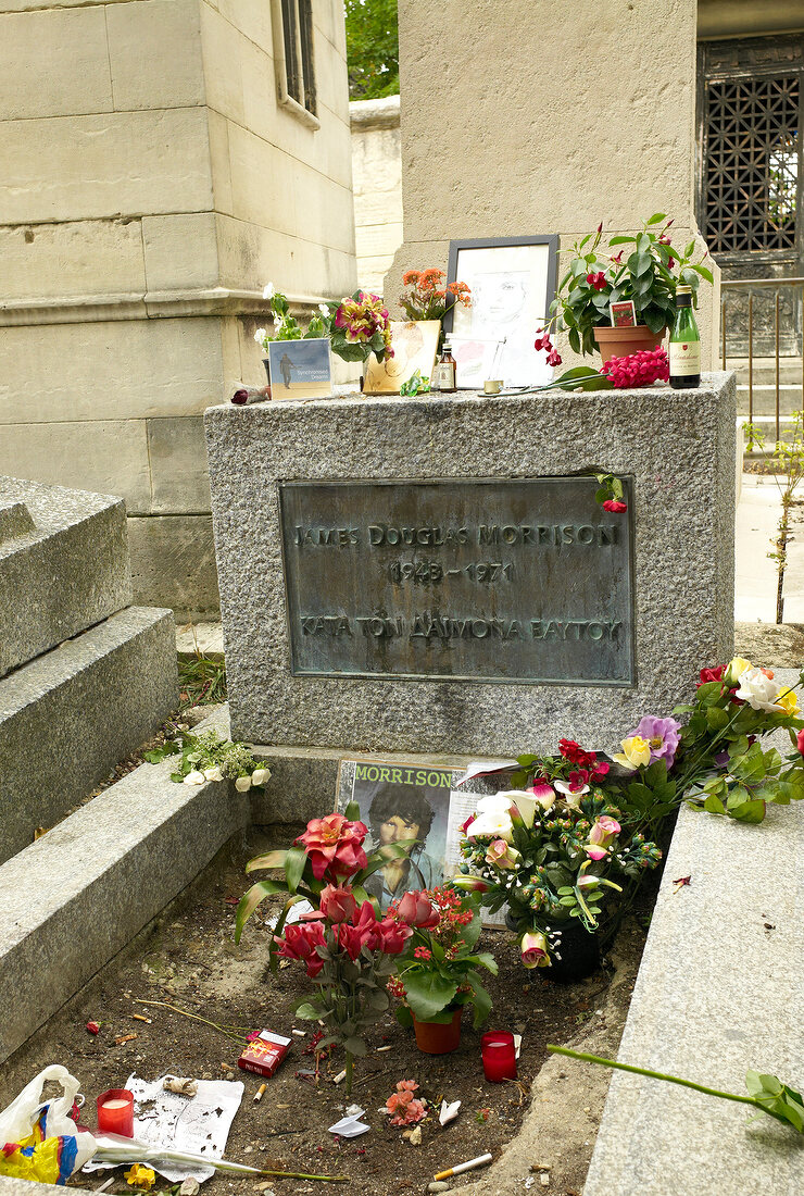 Grave of James Douglas and Jim Morrison at Pere Lachaise Cemetery, Paris, France