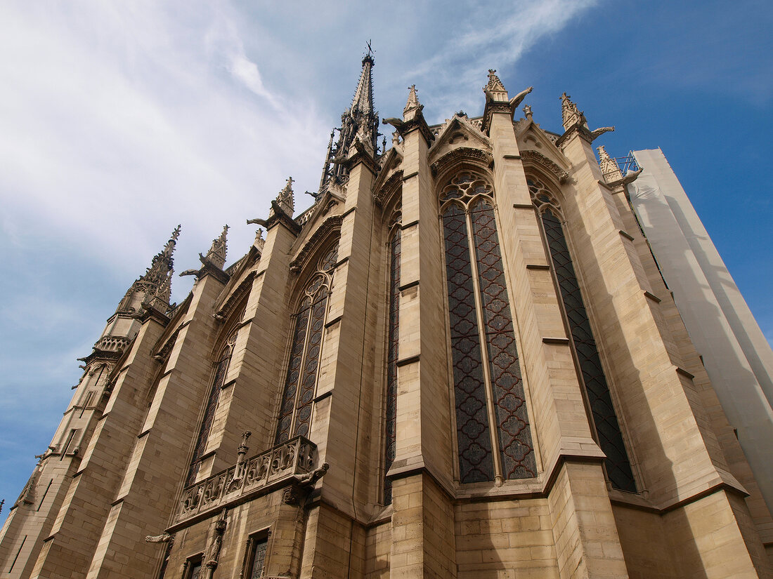 Low angle view of Sainte Chapelle in Ile de la Cite at Paris, France